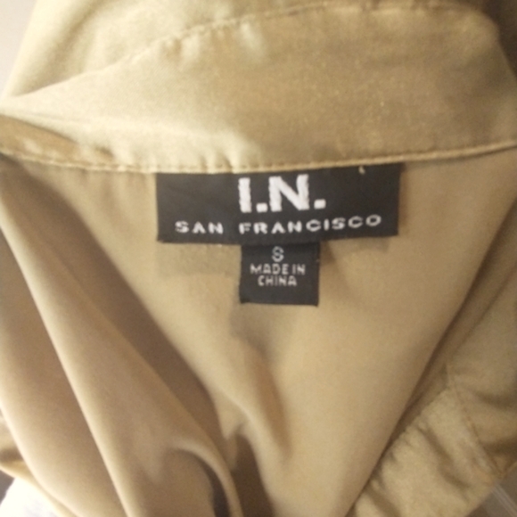 Vintage INC International Concepts Shimmery Gold Fitted Wrap Blouse - Picture 9 of 11